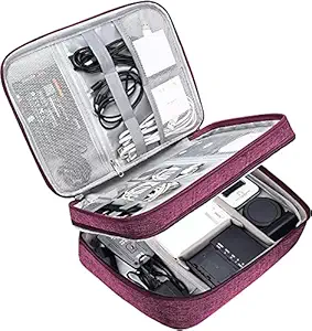 House of Quirk Electronics Accessories Organizer Bag, Universal Carry Travel Gadget Bag for Cables, Plug and More, Perfect Size Fits for Pad Phone Charger Hard Disk - Dark Blue, polyester, pack of 1