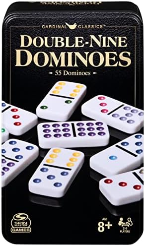 Spin Master Games Double Nine Dominoes Set in Storage Tin, for Families and Kids Ages 8 and up