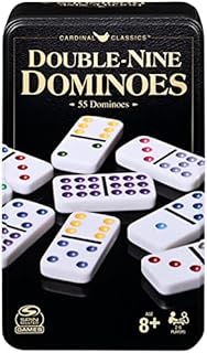 Double Nine Dominoes Set in Storage Tin, for Families and Kids Ages 8 and up