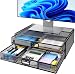 Monitor Stand Riser - Mesh Metal Desk Organizer PC, Laptop,Notebok, Printer Holder with Dual Pull Out Storage Drawer