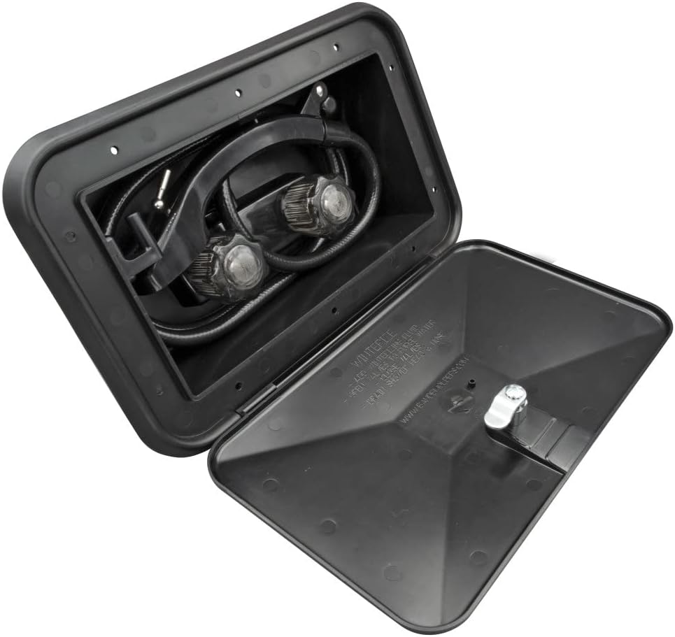 THETFORD RV Camper Outdoor Exterior Shower with Easy Storage Head Hose and ON/Off Hot Cold Knobs Black PN 94196