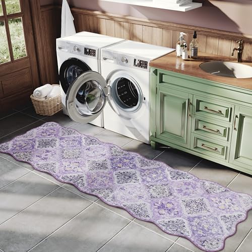 Tapete corredor morado 2x6 con diseño scalloped miniatura 6