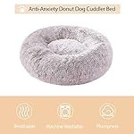 WNPETHOME-Calming-Dog-Bed-Cat-BedSmall-Dog-Bed-Donut-Design-Faux-Fur-Anti-Anxiety-Dog-BedFluffy-Pet-Cushion-Dog-Bed-for-Small-Dogs-and-Cats-20-x-20-inch-Light-Coffee