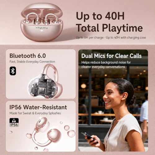 Kinglucky Upgraded Clip-On Earbuds Open Ear Wireless Bluetooth 6 0 - image 6