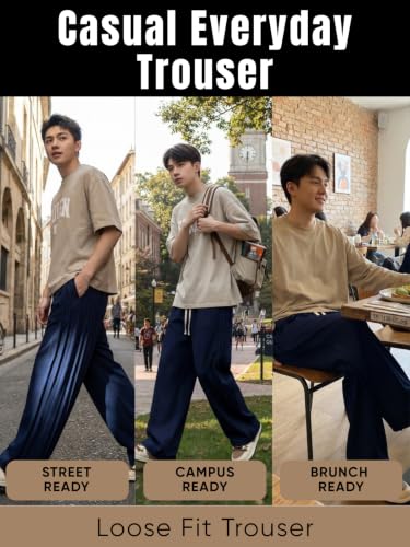Image of GRECIILOOKS Men Mid Rise Lycra Cargo Track Pants Loose Fit Joggers | Korean Style Travel & Lounge Wear with Pockets