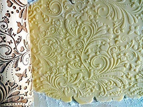 SPRING embossing rolling pin. Wooden embossing rolling pin with flowers and butterflies. Embossed cookies. Gift for Mother, Grandmother, friend.
