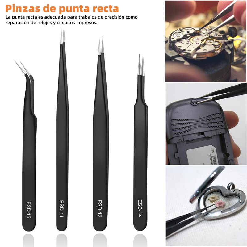 Pinza De Precisión Relojero Punta Curva No.7