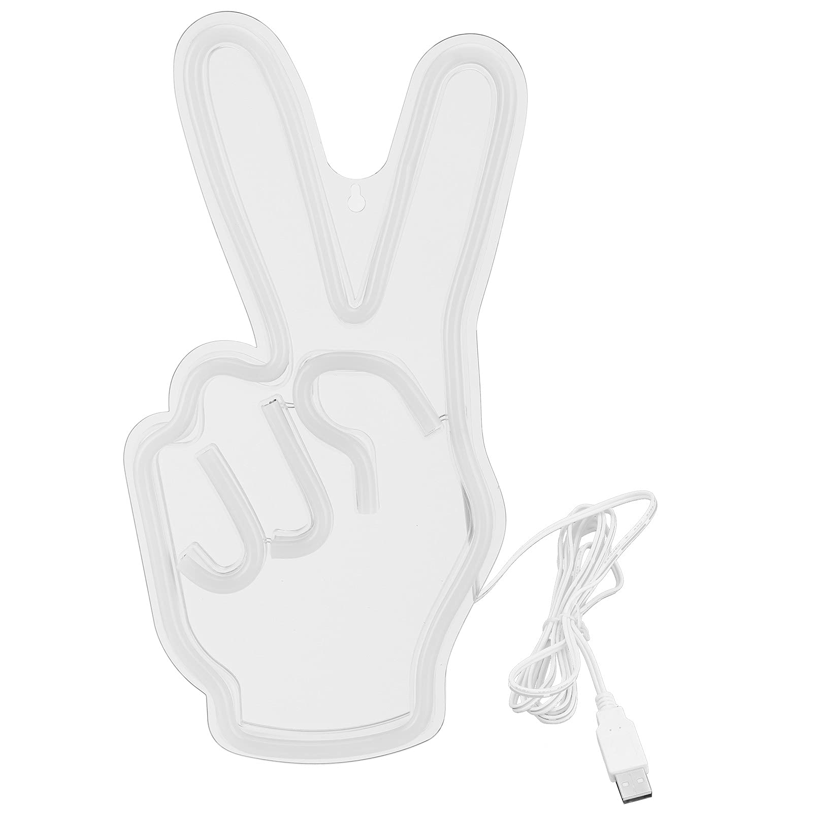 GarosaNeon Sign Light Innovative Victory Gesture V Creative Decorative Lamp USB Powered LED Peace Sign Neon Sign for Bedroom Cabinet Shelf Living Room
