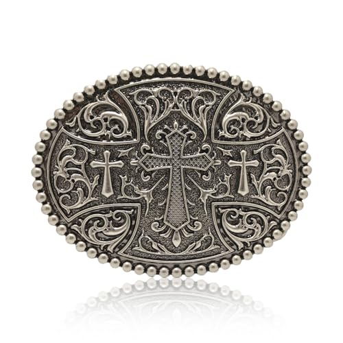 UAIAGM Kreuz-Gürtelschnalle, groß, Vintage, christliche Cowboy-Schnallen für Herren, strapazierfähig, Rotguss, ovale Gürtelschnalle mit keltischem Muster, riesige Gürtelschnallen für Herren- und UAIAGM Kreuz-Gürtelschnalle, groß, Vintage, christliche Cowboy-Schnallen für Herren, strapazierfähig, Rotguss, ovale Gürtelschnalle mit keltischem Muster, riesige Gürtelschnallen für Herren- und