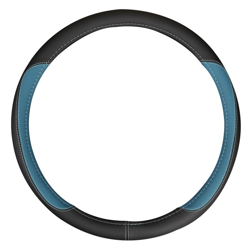 Product Truck Steering Wheel Cover PU Leather Anti Slip Anti Rub Four Season Universal 16 17 18 19inch (Black Blue, 17inch)