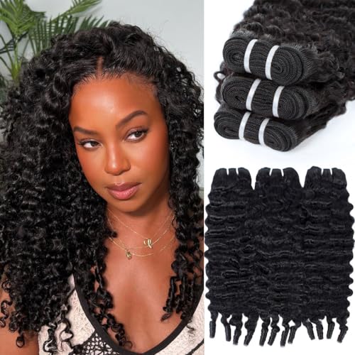 Burmese Curly Bundles Human Hair 3C4A Spiral End Quick Water Wave Human Hair Bundles Extensions 3Pcs for Women 14 16 18 inch Natural Black Color