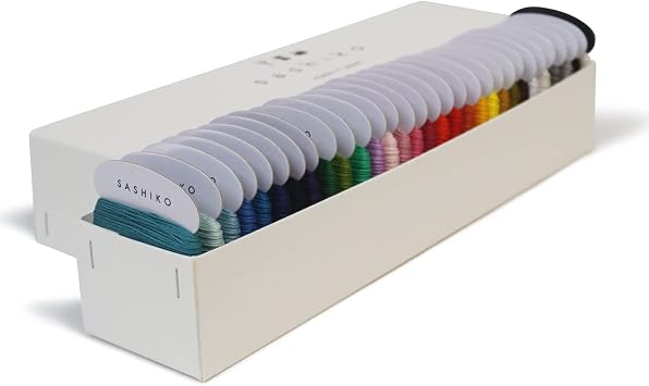 DARUMA Sashiko Thread 100% Cotton Card Type 32.8 yd x 29 ColorsThick and 1 Coler Thin/Kinari with English Manual and Gift Box, Sewing & Embroidery Value Set Thick, 29 Colors