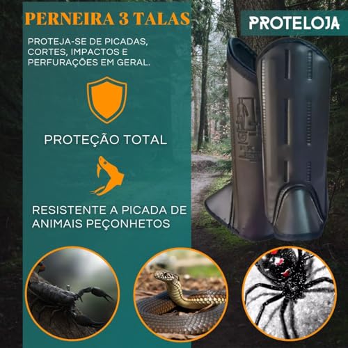 Par de Perneira Proteção Segurança Bidin 3 Talas Roçador Roçadeira Caneleira Picada de Cobra EPI