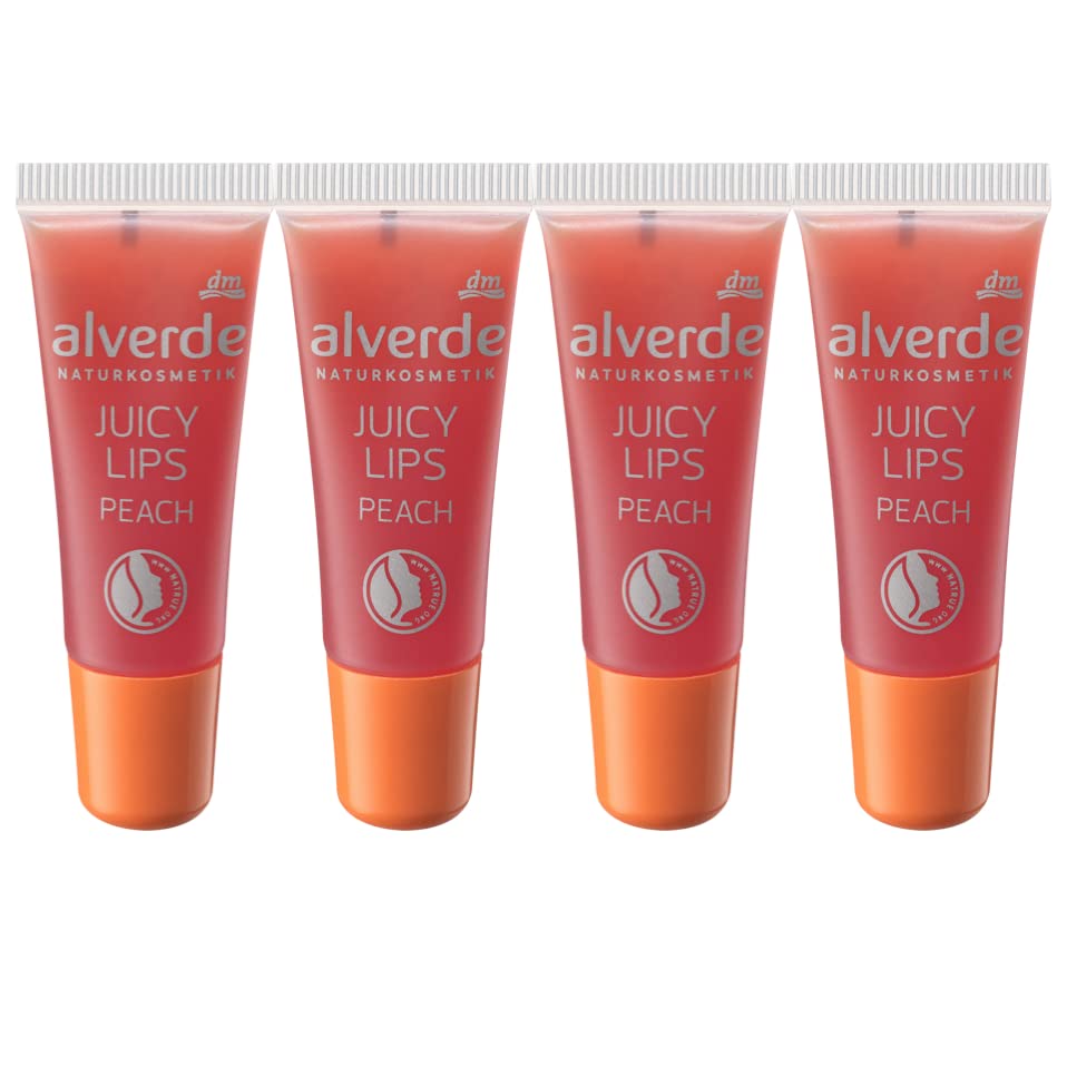 Gloss lèvres naturels Juicy Lips Peach alverde le lot de 4 flacons de 8 ml