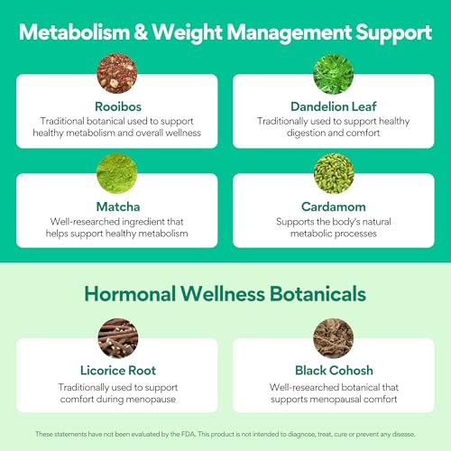 Image of VoomVaya MenoSlim Tea - Menopause & Perimenopause Supplement for Women - Supports Healthy Metabolism & Overall Wellness - Apple Cinnamon Flavor - 30 Tea Bags