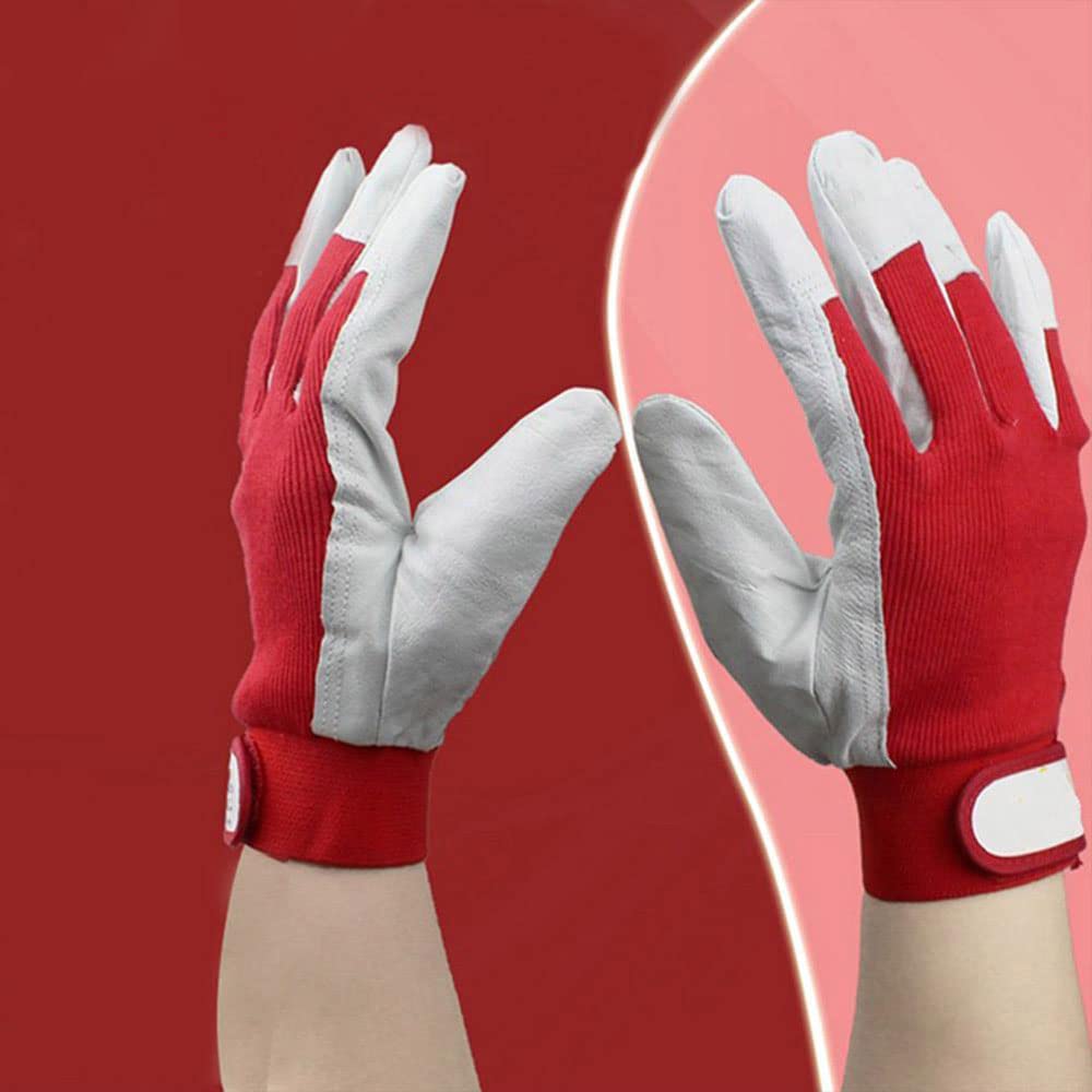 Gants de travail pour hommes, 5 paires de gants de travail de jardin Gants de travail de sécurité pour femmes en cuir de porc Gants de jardinage utilitaires souples respirants Spandex Dos (L)