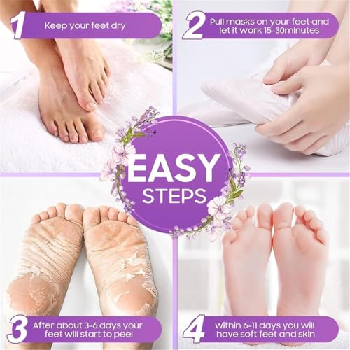 Vivue Foot Peel Mask for Women & Men, Peeling & Exfoliating Foot Mask for Dry Cracked Feet, Removes Dead Skin (Lavender) - Image 5 thumbnail
