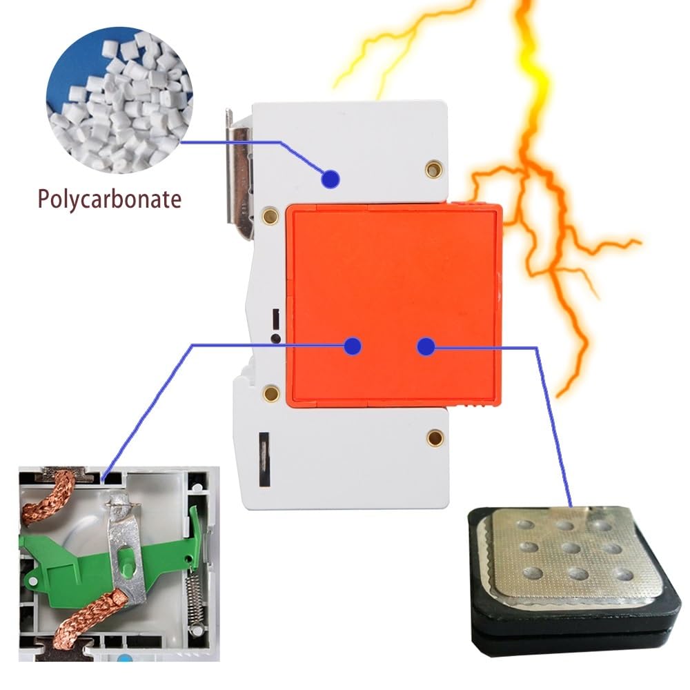 1 dispositivo di protezione contro le sovratensioni di potenza, scaricatore SPD, a bassa tensione, 1/2/3/4 poli, 240 V, 380 V, 1000 V, protezione di tensione (2P, DC1000 V 30-60 KA)