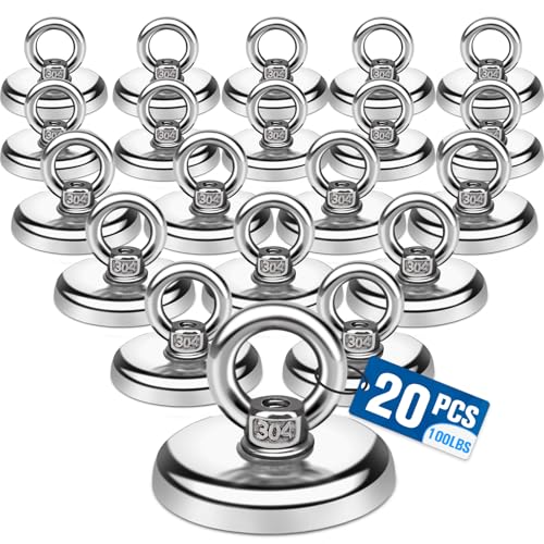 E Bavite Magnetic Hooks 100 lb Heavy-Duty Neodymium Eyebolt (20 packs)