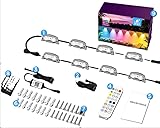 ngnsky DIY Bluetooth Outdoor Fence Led Lights, RGB Intelligent Colorful, sync with The Music,App and Remote Control,IP67, for Christmas,House Decorations,50ft/8PCE (UK)