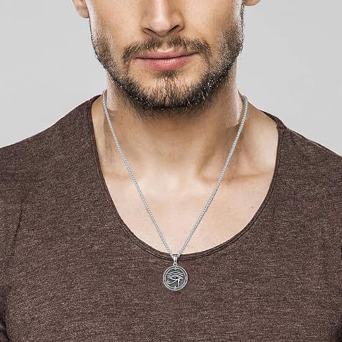 PROESS Masonic Necklace for Men S925 Sterling Silver Eye of Horus/Star of David/Ankh Pendant Faith Necklace Religious Gifts for Men Women2
