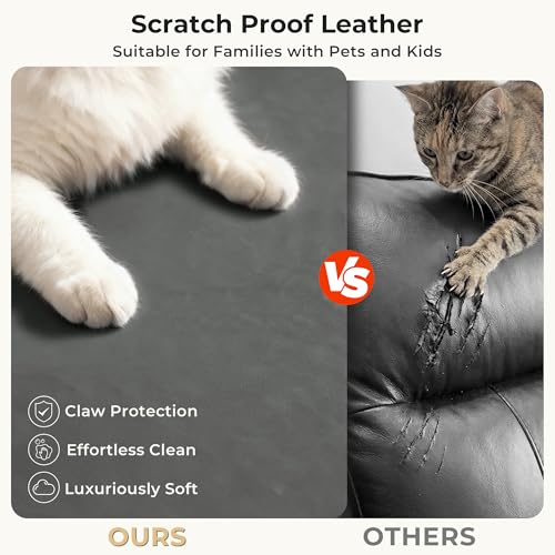 Image of SITJOY Pet Friendly Leather Power Recliner Chair, Zero Wall Hugger RV Recliners with Power Headrest, Charging Ports, Side Pockets, Down-Filled, Scratch Resistant Waterproof Faux Leather in Gray
