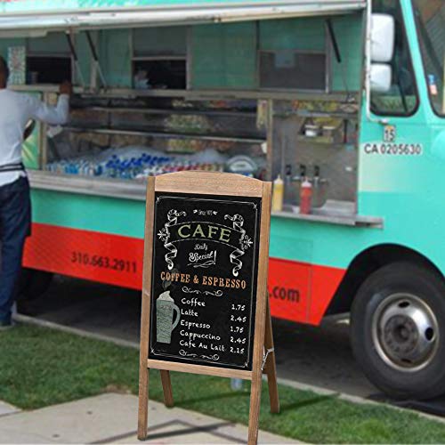 Borwart Magnetic Chalkboard Sign Stand: 35.4" X 16.7" Pine Wood Dry Erase A Frame Wooden Message Chalk Board - Kids School Blackboard Easel - Rustic Sidewalk Display For Business Restaurant Wedding #TOP1