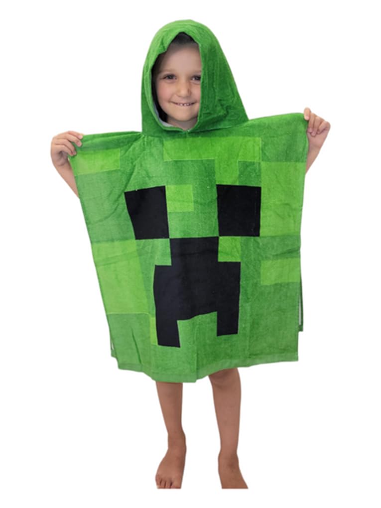Toys & Gamers Poncho con capucha oficial de Minecraft, toalla verde unisex para máxima comodidad de juego para edades de 3 a 12 años