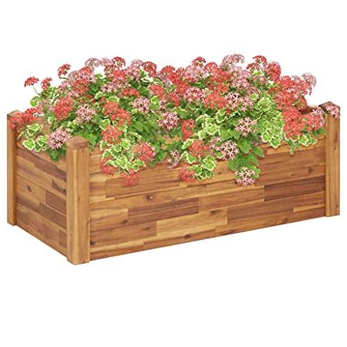 vidaXL Garden Raised Bed in Solid Acacia Wood - Large, Stackable Planter - Perfect for Planting Vegetables, Flowers and Herbs - Natural Wood, Weather-Resistant Finish - Outdoor Usage