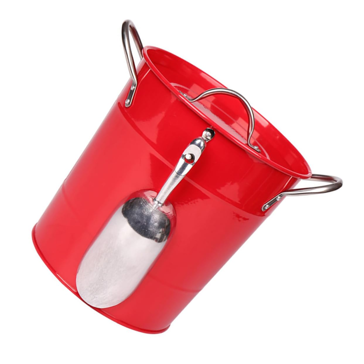 Mikinona Seau à Glace pour Fête 4, 5 L en Fer Rouge avec Couvercle