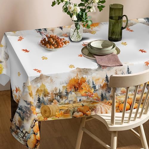 cusugbaso Fall Tablecloth 52x70 Inches, Harvest Farm Fall Decorations for Home, Thanksgiving Table Cloth Rectangle for Party, Dinner by cusugbaso - Image 2