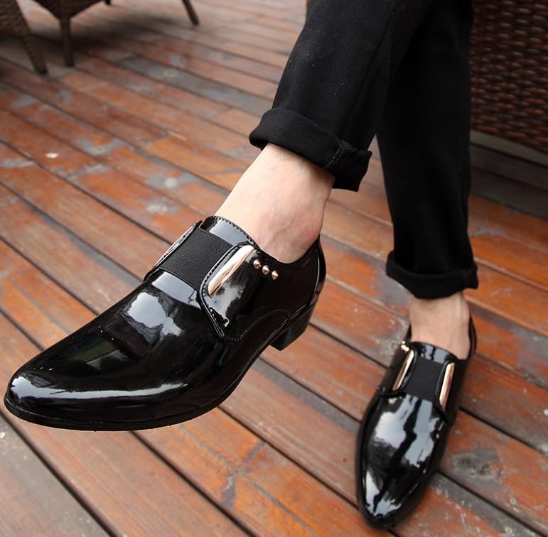 Classic Men's Dress Shoes Slip On Formal Business Casual Oxford Patent Leather Business Wedding Suit Tuxedo for Men2
