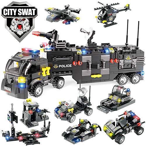 WishaLife City Police, City Police Mobile Command Center Truck Building Kit with Cop