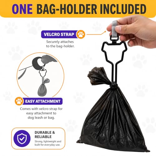 Image of Dog Poop Black Bags with Dispenser (700 Bags) doggy poop bags Pickup Bag 35 Refill Rolls Dog Waste Bags Cat Litter Clamps & Poop Bags (35 Rolls, Uscented)