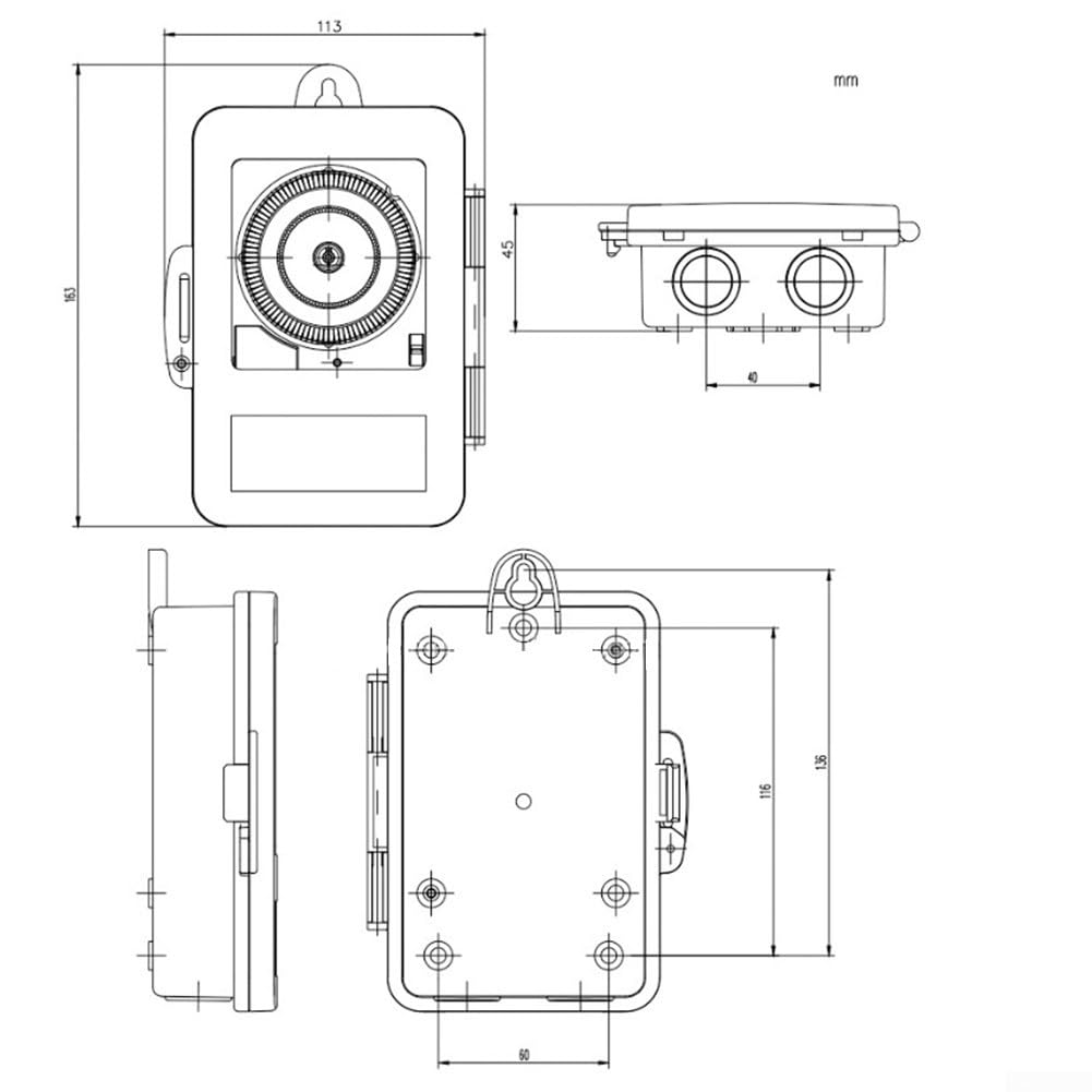 Timer meccanico, interruttore timer TB388, PC impermeabile 24 ore giornaliero programmabile timer interruttore per scaldabagno lampada AC100 ~ 250 V 20 A