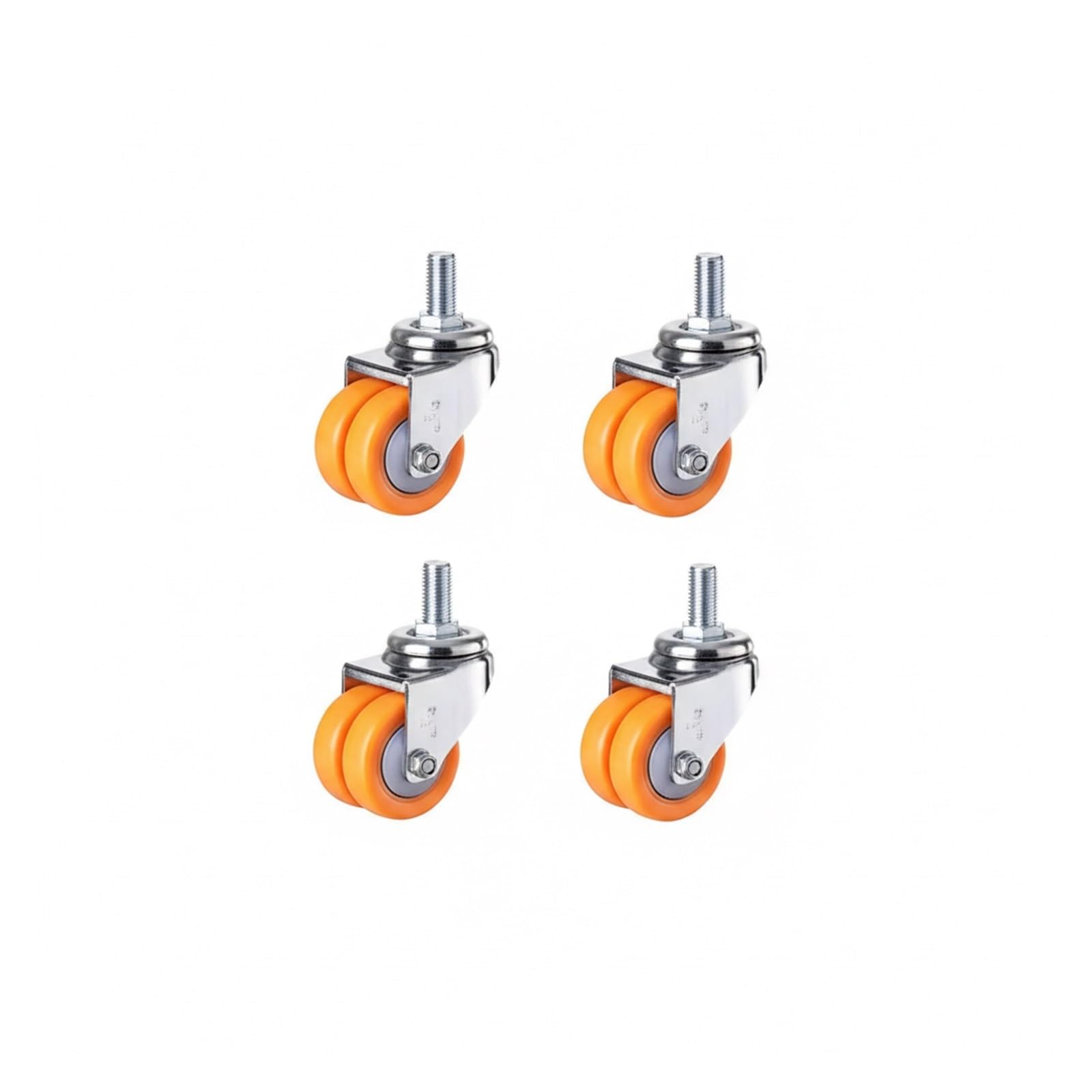 Confezione da 4 ruote doppie girevoli doppie for carichi pesanti da 1,5 pollici con stelo filettato M12x25mm - Sostituzione silenziosa e antitraccia(Universal M12x25mm)