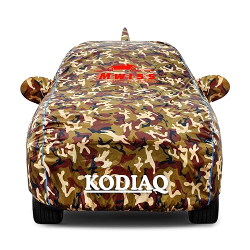 Image of Waterproof Car Cover for Skoda Kodiaq | Dustproof, UV & Scratch Resistant Soft Cotton Lining | Triple Stitched, Mirror Pockets & Elastic Hem | Jungle