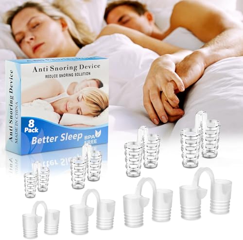 Dispositif Anti-Ronflement, 8Pcs Aérateur Dilatateur de Sinus Nasal en Silicone, Écarteur Nasal Anti-Ronflement Réutilisable Bouchon de Ronflement pour un...