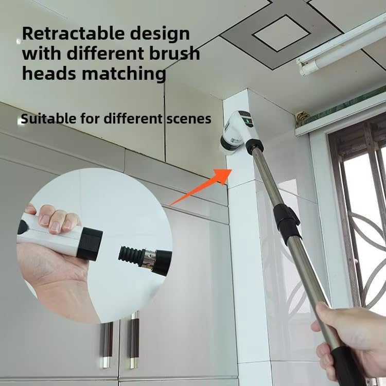 Miniatura 7 de Limpiador eléctrico giratorio, cepillo de limpieza inalámbrico con 9 cabezales de cepillo reemplazables, para bañera y suelo de azulejos de 360
