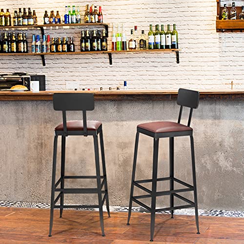 Tabouret de bar pour îlot de cuisine avec dossier et coussin confortable 65cm - 3