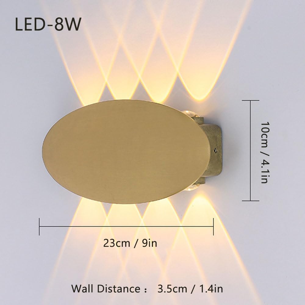 Faretti da soffitto 8 luci Illuminazione su e Giù Applique Oro, Applique da Parete per Esterni, Applique da Parete per Esterni per atrio Cortile Villa (Oro E, Luce Bianca)