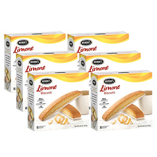 Nonni's Limone Biscotti Italian Cookies - 6 Boxes Lemon Cookies - Biscotti Individually Wrapped Cookies - Lemon Italian Biscotti Cookies w/White Icing - All Natural Ingredients - Kosher - 6.88 oz