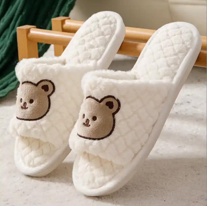 SILENCIO Warm Slipper for Women's Fur Flip Flops Winter Fashion Slipper for House & Bedroom Slides Home Indoor Outdoor Sandals 2 51f6iOZrcvL