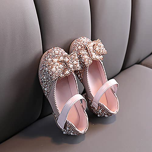 Girls Sandals Crystal Baby Infant Bling Kids Shoes Princess Shoes Pearl Shoes Dancing Single Shoes Boys Outdoor Shoes (Pink, 26)4