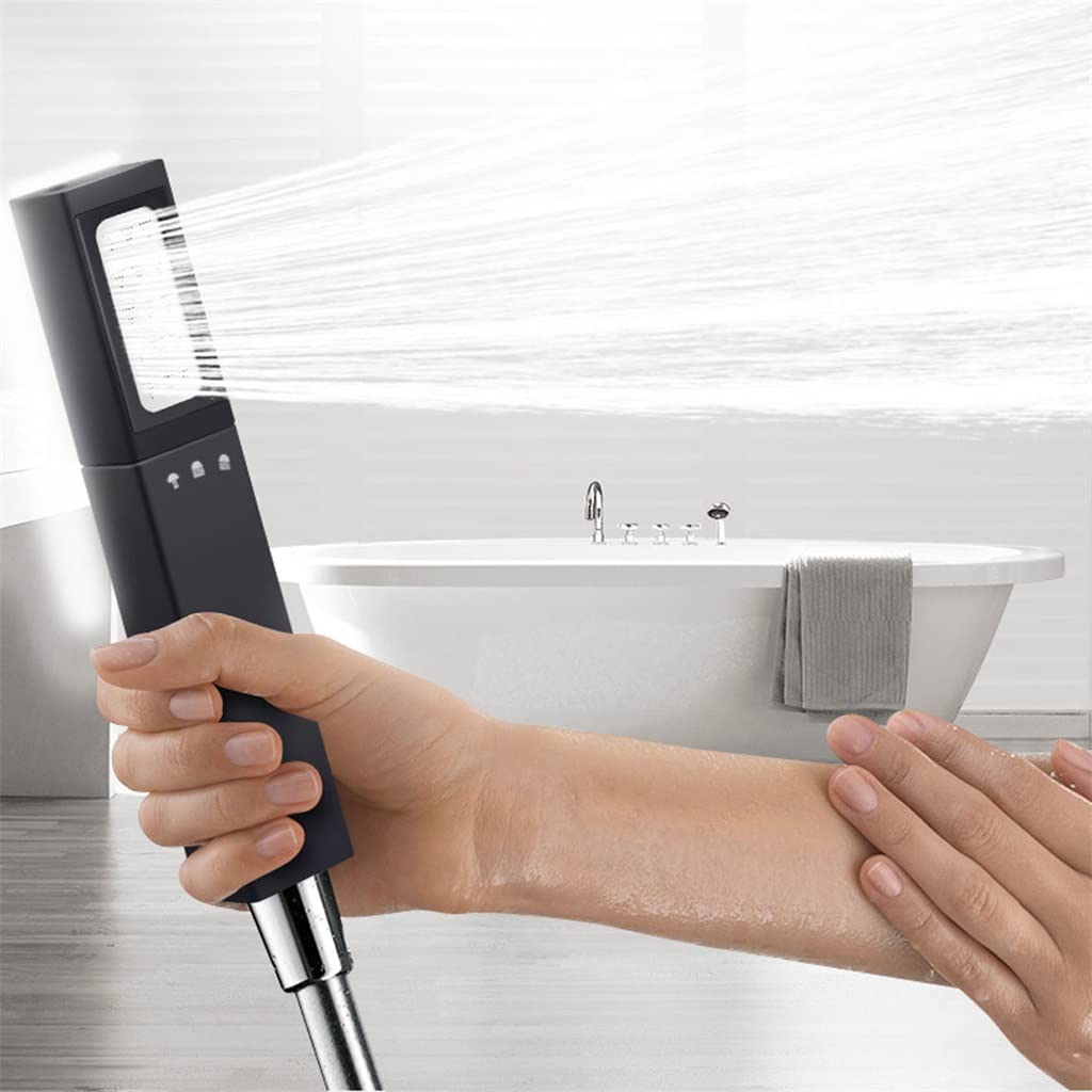 Pomme de douche à main noire pression réglable 3 fonctions avec forme de barre