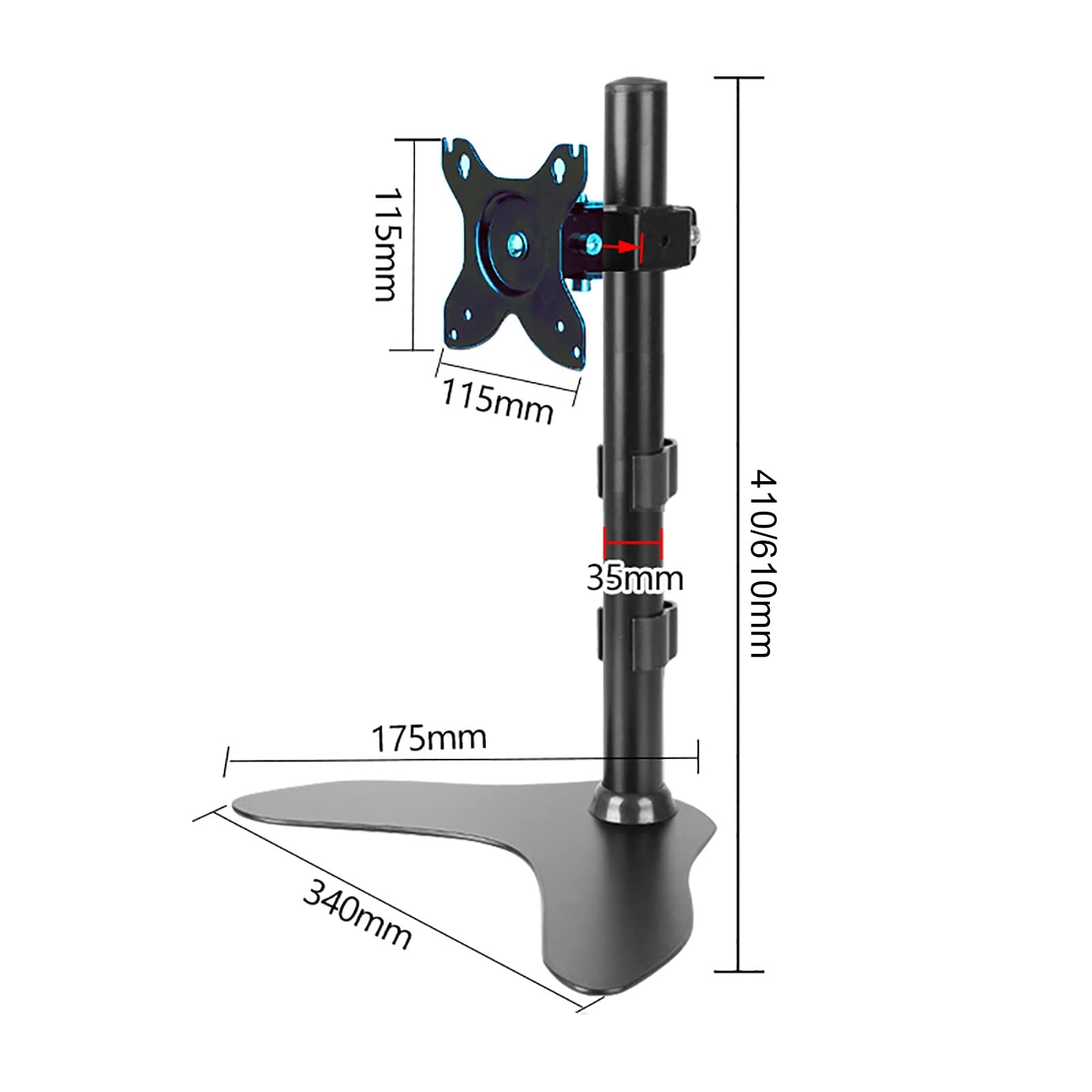 Soporte De Escritorio para Un Solo Monitor De TV, Compatible con Pantallas LCD De 17 A 27 Pulgadas, Soporta hasta 10 Kg/22 Libras.,Size_name-61cm