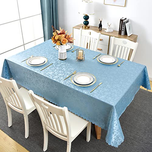 Image of Romanstile Waterproof Vinyl Tablecloth Rectangle, 54 x 120 Inch, Rose Blue