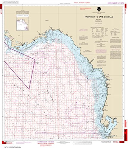 Paradise Cay Publications, Inc. NOAA Chart 1114A: Tampa Bay to Cape San Blas (Oil and Gas Leasing Areas) 34.6 x 29.7 (Traditional Paper)