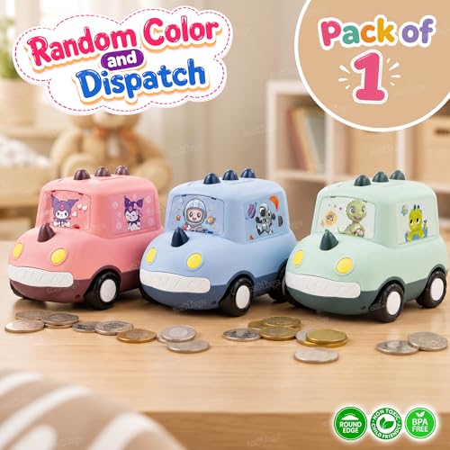 Image of Zest 4 Toyz Piggy Bank for Kids | Modern Money Safe ATM Machine | Car Design with Movable Wheels | Rotating Number Lock System | Cute Money Saving Bank | Gift for Boys & Girls - Assorted