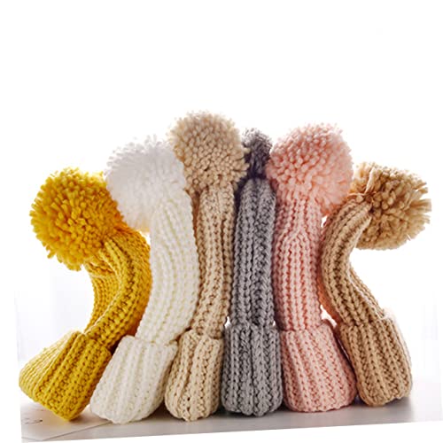 Gatuida Winter Knitted Baby Beanie Hat for Boys and Girls Thick Warm Woolen Knit Cap in Candy Colors Cute Infant Headwear Ear Flaps Beige3